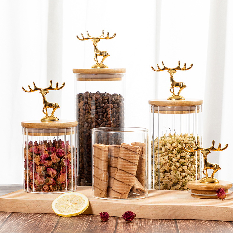 Kitchen Bank - Nordic Golden Elanden Opbergpot Met Deksel