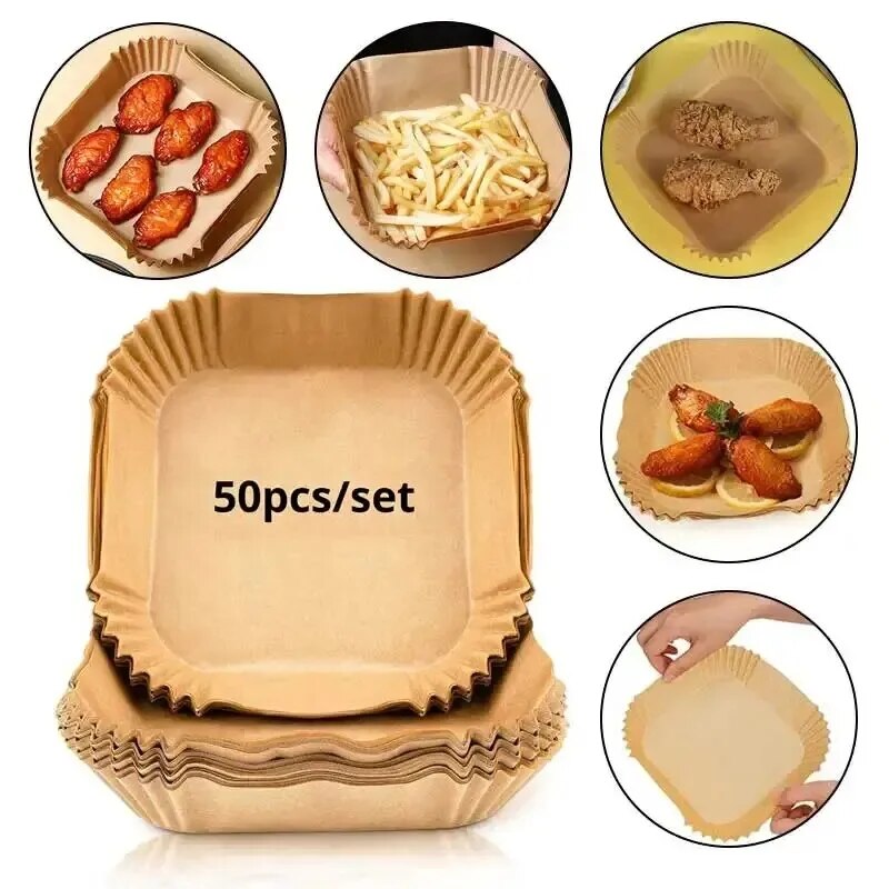Kitchen Baking Paper - 50 stuks Airfryer wegwerp papier, antiaanbak