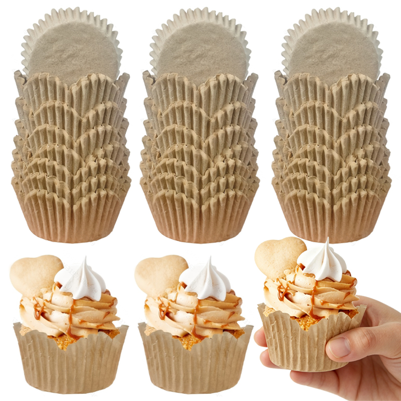 Kitchen Baking Paper - 150 stuks natuurlijke kleurige bloemvormige bakvormpjes,